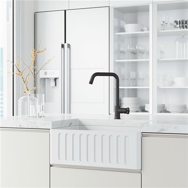 VIGO Cass Industrial Single Handle Kitchen Bar Faucet in Matte Black