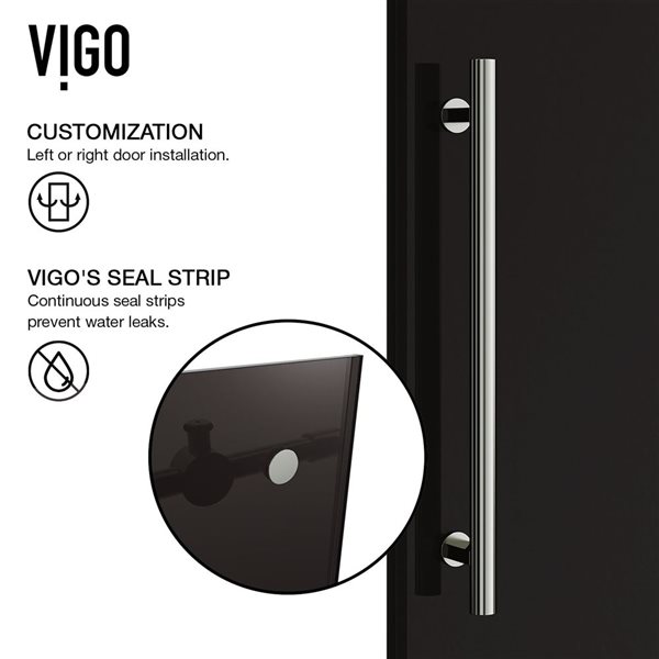 VIGO Elan 56 to 60 in. W x 74 in. H Frameless Sliding Shower Door in Stainless Steel with Handle