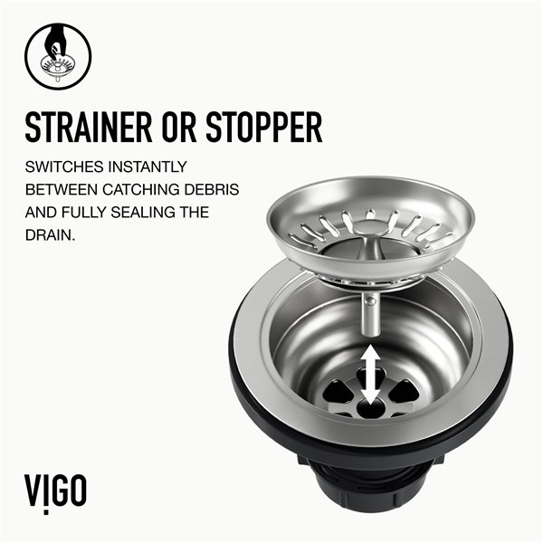 VIGO&nbsp;3.5-in W Kitchen Sink Strainer - Stainless Steel
