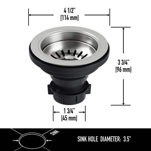 VIGO&nbsp;3.5-in W Kitchen Sink Strainer - Stainless Steel