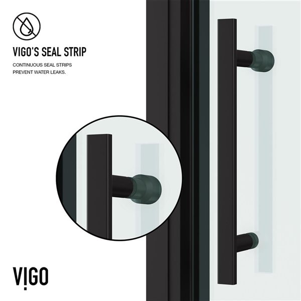 VIGO Astoria&nbsp;30-in W x&nbsp;76-in H Framed Pivot 6-Panel Clear Glass Shower Door with Handle - Matte Black