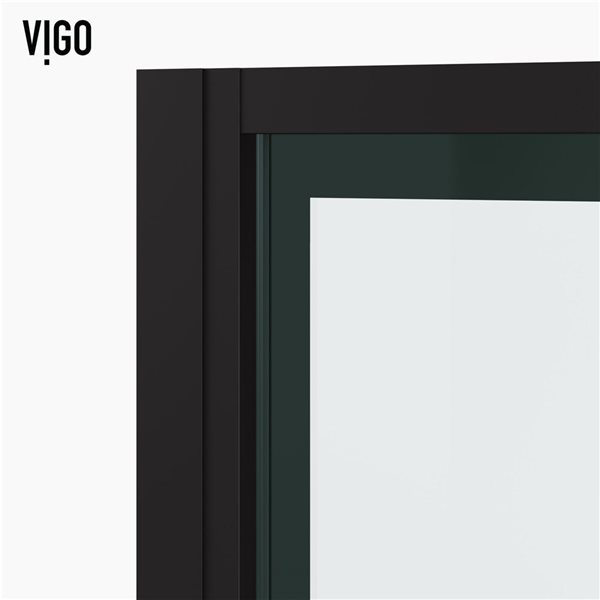 VIGO Astoria&nbsp;30-in W x&nbsp;76-in H Framed Pivot 6-Panel Clear Glass Shower Door with Handle - Matte Black