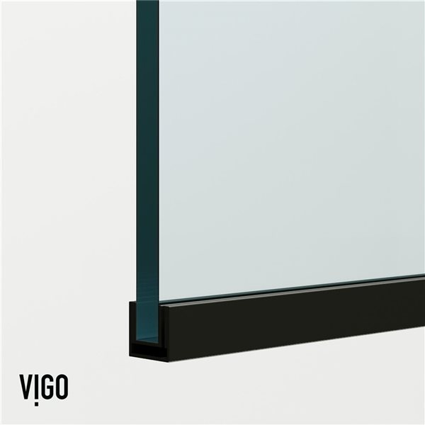 VIGO Zenith 34 in. x 62 in. Frameless Fixed Glass Tub Screen in Matte Black with Clear Glass