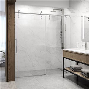 VIGO Hamilton 56 to 60 in. W x 78 in. H Frameless Sliding Shower Door in Chrome with Clear Glass and Handle