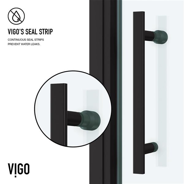 VIGO Astoria&nbsp;32-in W x&nbsp;76-in H Framed Pivot Clear Glass Shower Door with Handle - Matte Black
