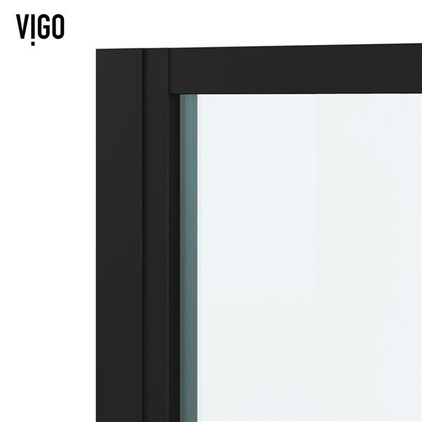 VIGO Astoria&nbsp;30-in W x&nbsp;76-in H Framed Pivot Clear Glass Shower Door with Handle - Matte Black