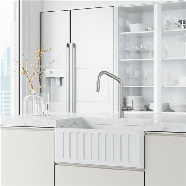 VIGO Utopia Single Handle Pull-Down Kitchen Bar Faucet in Stainless Steel