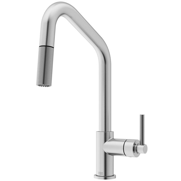 VIGO Utopia Single Handle Pull-Down Kitchen Bar Faucet in Stainless Steel