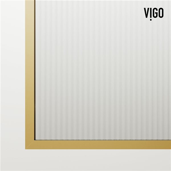 VIGO Zenith 34 in. x 62 in. Frameless Fixed Tub Screen in Matte Brushed Gold with Fluted Glass