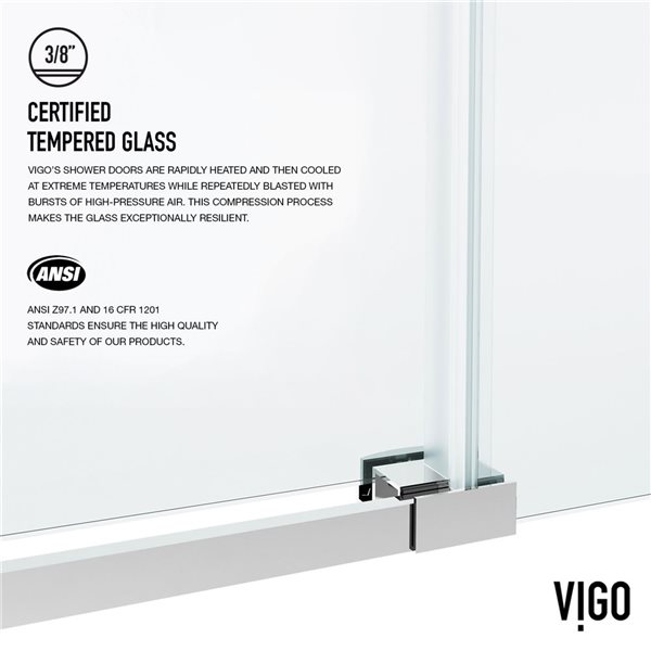 VIGO Hamilton 56 in. to 60 in. W x 78 in. H Sliding Tub Door in Chrome with Clear Glass