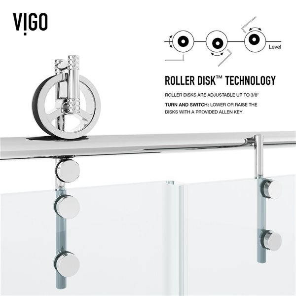 VIGO Hamilton 56 in. to 60 in. W x 78 in. H Sliding Tub Door in Chrome with Clear Glass