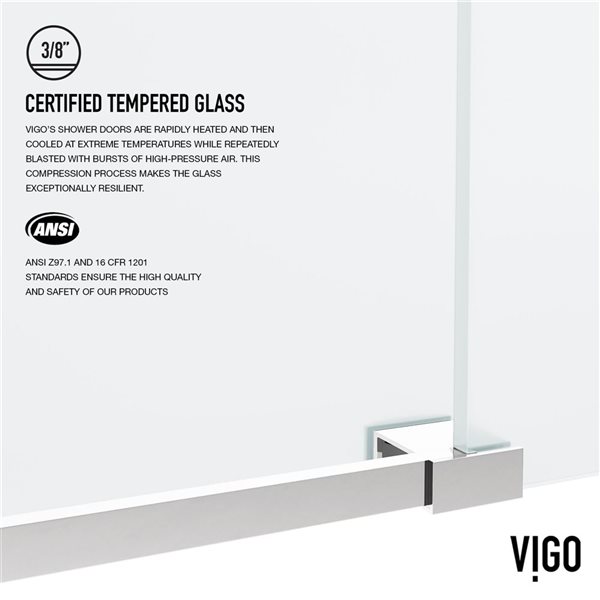 VIGO Elan 56 to 60 in. W x 74 in. H Frameless Sliding Shower Door in Chrome with Clear Glass and Handle