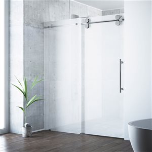 VIGO Elan 56 to 60 in. W x 74 in. H Frameless Sliding Shower Door in Chrome with Clear Glass and Handle