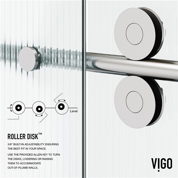 VIGO Elan&nbsp;56 to 60-in W x&nbsp;66-in H Frameless Stainless Steel Sliding Tub Door with Fluted Glass and Handle