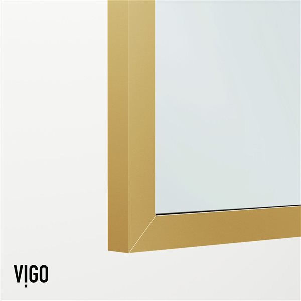 VIGO Meridian 34" x 62" Fixed Frame Tub Screen in Matte Brushed Gold with Clear Glass