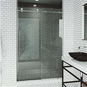 VIGO Elan E-Class 44 to 48 in. W x 76 in. H Frameless Sliding Shower Door in Chrome with Clear Glass and Handle