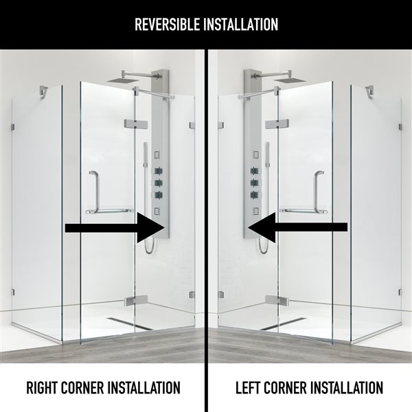 VIGO Monteray&nbsp;32-in D x&nbsp;40-in W x&nbsp;79-in H Frameless Chrome Hinged Shower Enclosure with Clear Glass and Base