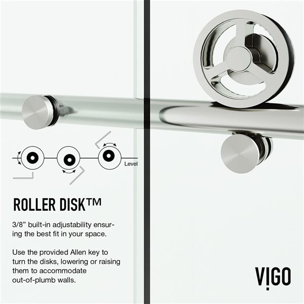 VIGO Elan Cass Aerodynamic 44 to 48 in. W x 76 in. H Frameless Sliding Shower Door in Stainless Steel