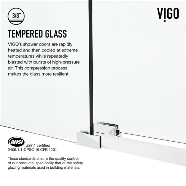 VIGO Elan Cass Aerodynamic 56-60-in W x&nbsp;66-in H Frameless Chrome Sliding Tub Door w/ Clear Glass and Handle