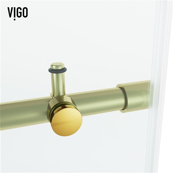 VIGO Elan Hart 56 to 60 in. W x 76 in. H Frameless Sliding Shower Door in Matte Brushed Gold with Clear Glass