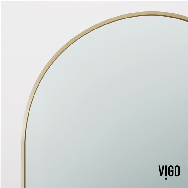 Paroi de douche fixe encadrée Arden de VIGO 34 po x 78 po or brossé mat avec verre transparent