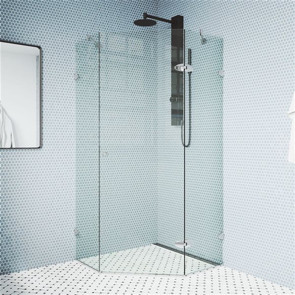 VIGO Verona&nbsp;36-in D x&nbsp;36-in W x&nbsp;73-in H Frameless Chrome Hinged Shower Enclosure with Clear Glass