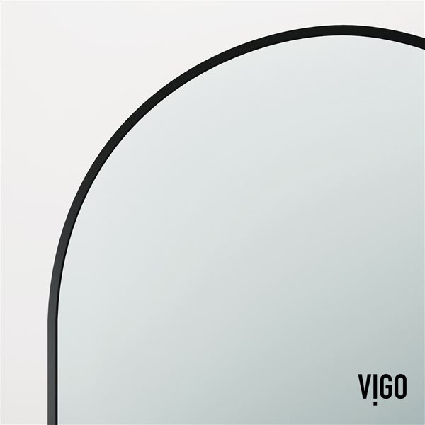 Paroi de douche fixe encadrée Arden de VIGO 34 po x 78 po noir mat avec verre transparent