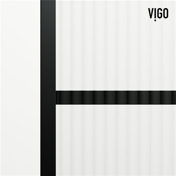 VIGO Mosaic 34 in. W x 74 in. H Framed Fixed Shower Screen in Matte Black with Fluted Glass