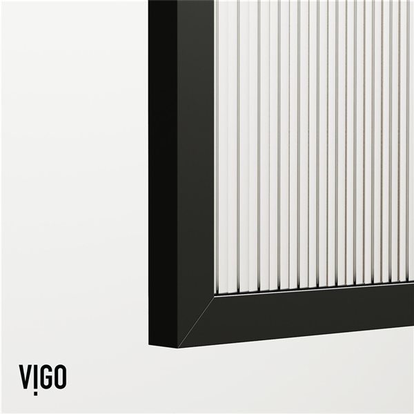 VIGO Mosaic 34 in. W x 74 in. H Framed Fixed Shower Screen in Matte Black with Fluted Glass