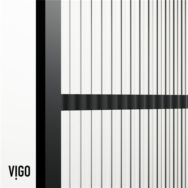 VIGO Mosaic 34 in. W x 74 in. H Framed Fixed Shower Screen in Matte Black with Fluted Glass