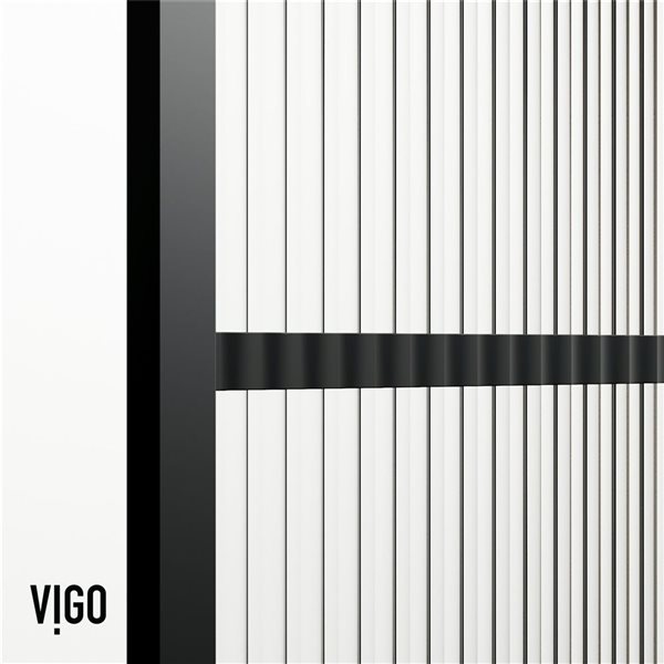 VIGO Ventana&nbsp;34-in W x&nbsp;62-in H Framed Fixed Tub Screen - Matte Black with Fluted Glass