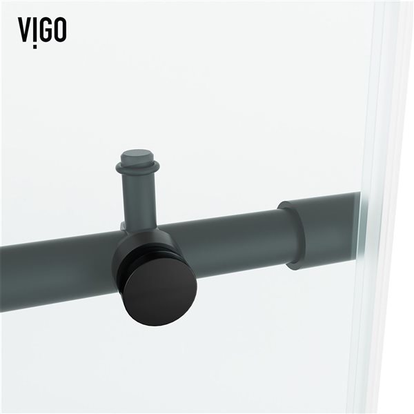 VIGO Elan Hart 56 to 60 in. W x 76 in. H Frameless Sliding Shower Door in Matte Black with Clear Glass and Handle