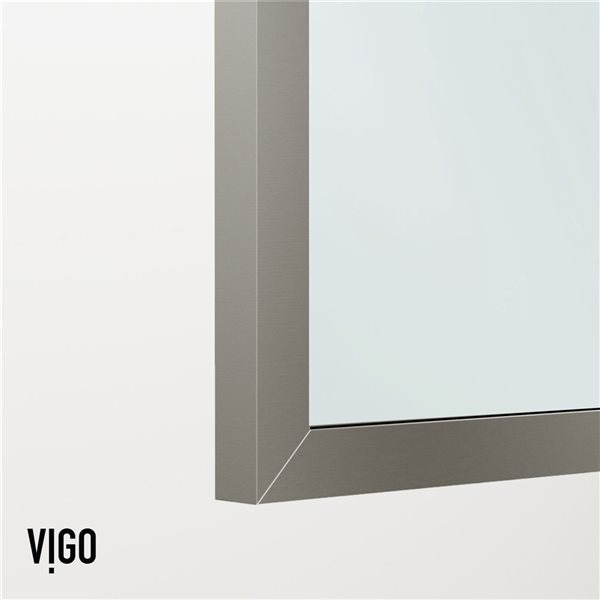 VIGO Meridian&nbsp;34-in W x&nbsp;74-in H Framed Stainless Steel Fixed Shower Screen with Clear Glass