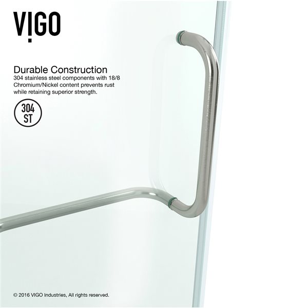 VIGO Monteray&nbsp;32-in D x&nbsp;40-in W x&nbsp;79-in H Frameless Brushed Nickel Hinged Shower Enclosure with Clear Glass and Base