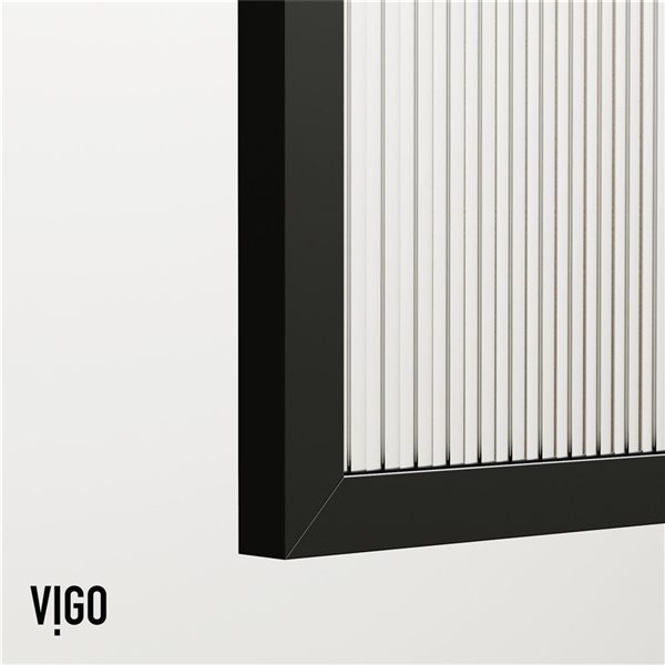 VIGO Mosaic&nbsp;34-in W x&nbsp;62-in H Matte Black Framed Fixed Tub Screen with Fluted Glass