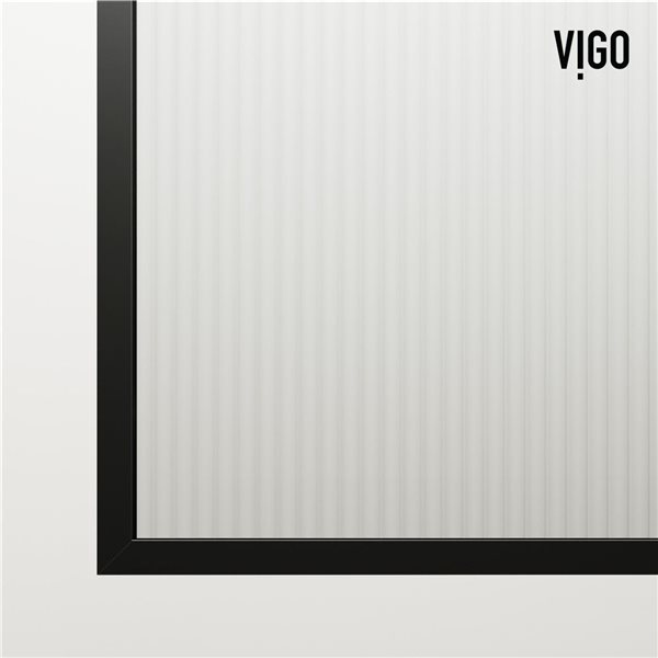 VIGO Mosaic&nbsp;34-in W x&nbsp;62-in H Matte Black Framed Fixed Tub Screen with Fluted Glass