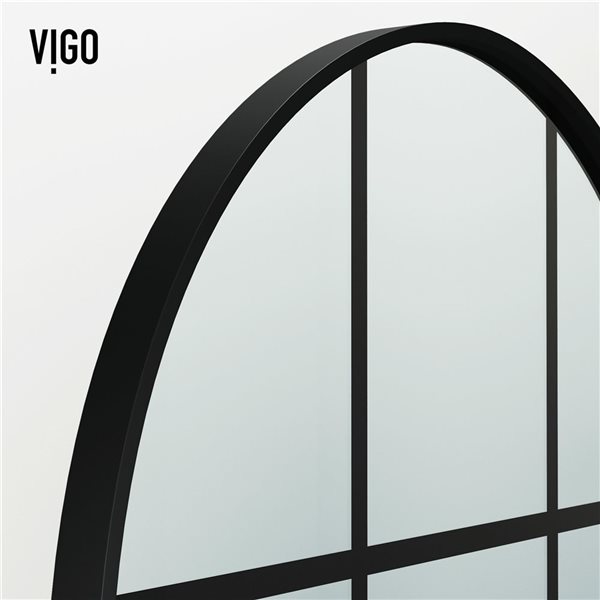 VIGO Arden&nbsp;34-in W x&nbsp;78-in H Framed Fixed Grid Clear Glass Shower Screen - Matte Black