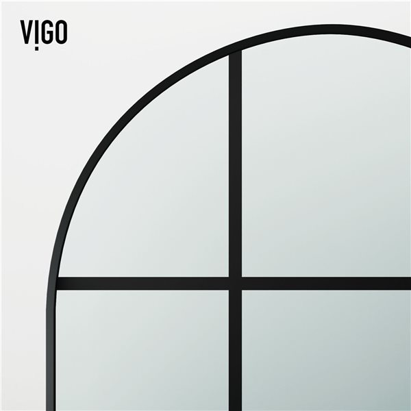 VIGO Arden&nbsp;34-in W x&nbsp;78-in H Framed Fixed Grid Clear Glass Shower Screen - Matte Black