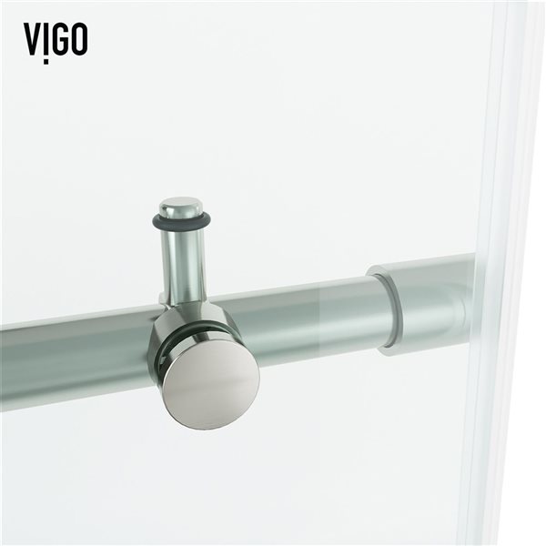 VIGO Elan Hart 56 to 60 in. W x 76 in. H Frameless Sliding Shower Door in Stainless Steel with Clear Glass and Handle