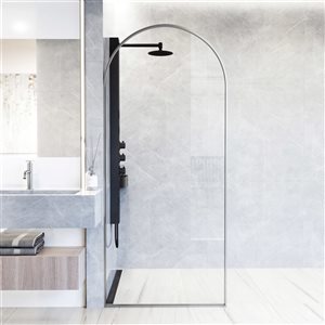 VIGO Arden 34 in. W x 78 in. H Framed Fixed Shower Screen in Stainless Steel with Clear Glass