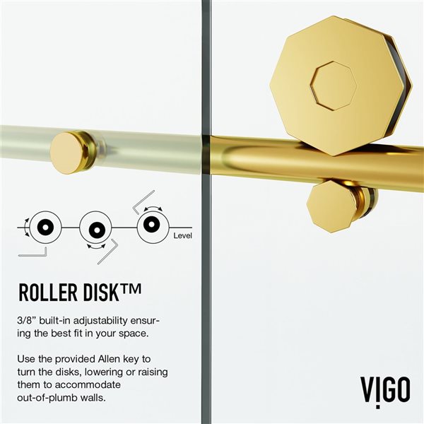 VIGO Elan Hart&nbsp;56 to 60-in W x&nbsp;66-in H Frameless Matte Brushed Gold Sliding Tub Door with Clear Glass and Handle