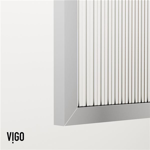 Paroi de douche fixe encadrée Meridian de VIGO 34 po x 74 po en chrome avec verre cannelé