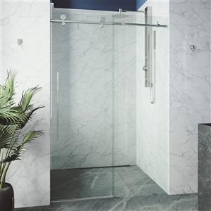 VIGO Elan E-Class 56 to 60 in. W x 76 in. H Frameless Sliding Shower Door in Chrome with Clear Glass and Handle