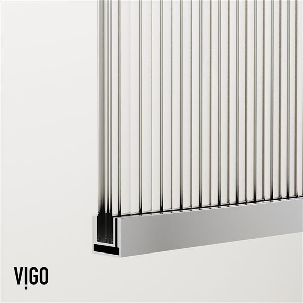 VIGO Zenith 34 in. W x 74 in. H Frameless Fixed Shower Screen in Chrome with Fluted Glass