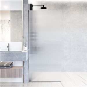 VIGO Zenith 34 in. W x 74 in. H Frameless Fixed Shower Screen in Chrome with Fluted Glass