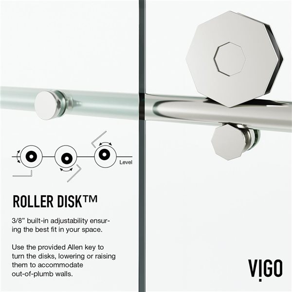 VIGO Elan Hart&nbsp;56 to 60-in W x&nbsp;66-in H Frameless Stainless Steel Sliding Tub Door with Clear Glass and Handle