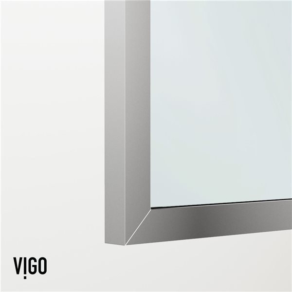 Paroi de douche fixe encadrée Meridian de VIGO 34 po x 74 po chrome avec verre transparent