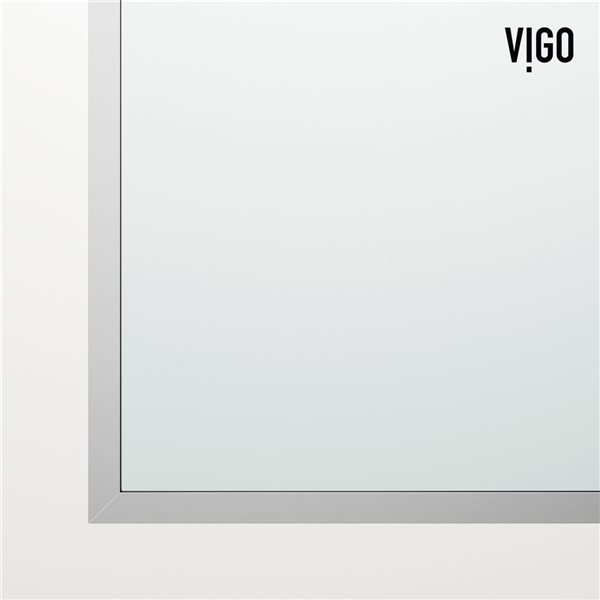 Paroi de douche fixe encadrée Meridian de VIGO 34 po x 74 po chrome avec verre transparent