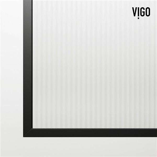 VIGO Arden 34 in. W x 78 in. H Framed Fixed Shower Screen in Matte Black with Fluted Glass