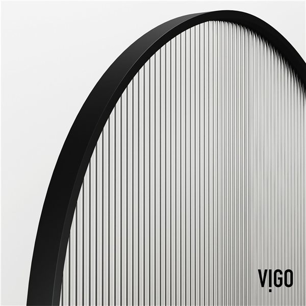 VIGO Arden 34 in. W x 78 in. H Framed Fixed Shower Screen in Matte Black with Fluted Glass